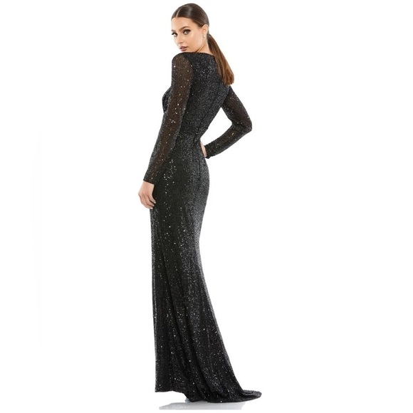 Mac Duggal 26490 NWT SEQUINED LONG SLEEVE GOWN - Picture 2 of 8